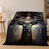 Dreamy Cute Deer Elk Cartoon Flannel Blanket Soft Warm Throw Blanket for Bedroom Living Room Bed Travel Camping Picnic Gift Kid
