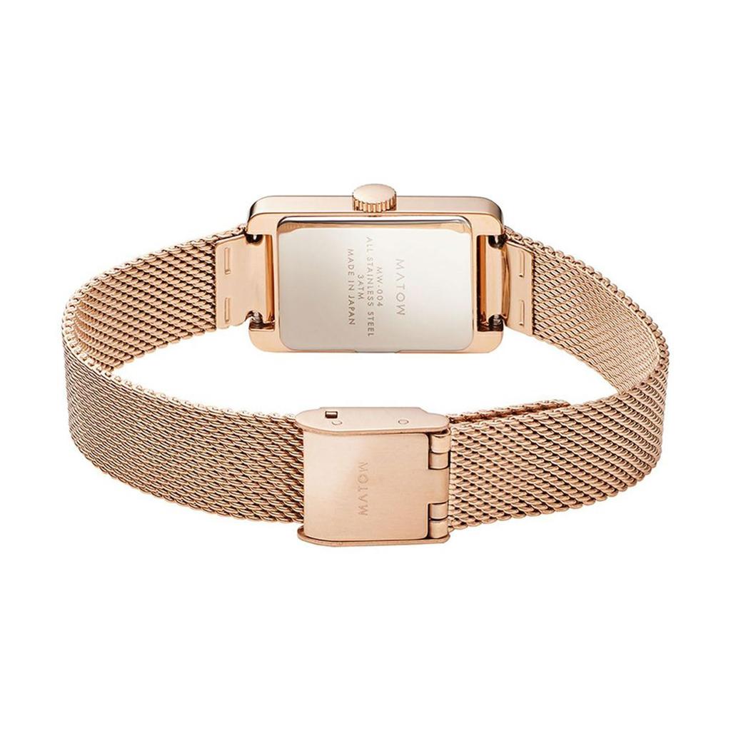 Autorisierter Händler [MATOW] Damenarmbanduhr mw004008 [Tsuki Oborozuki] Rechteckig Roségold Mesh Arabisch