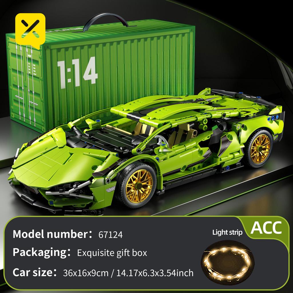 ToylinX 1:14 Technical Building Blocks Car Racing Sport Speed Vehicle Model City Mechanical Super Bricks Puzzle Toys Adult Gift