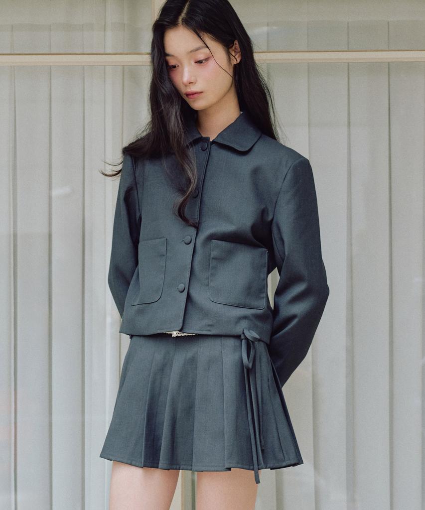 Zero Planet Classic Pleated Skirt Pants [Charcoal]