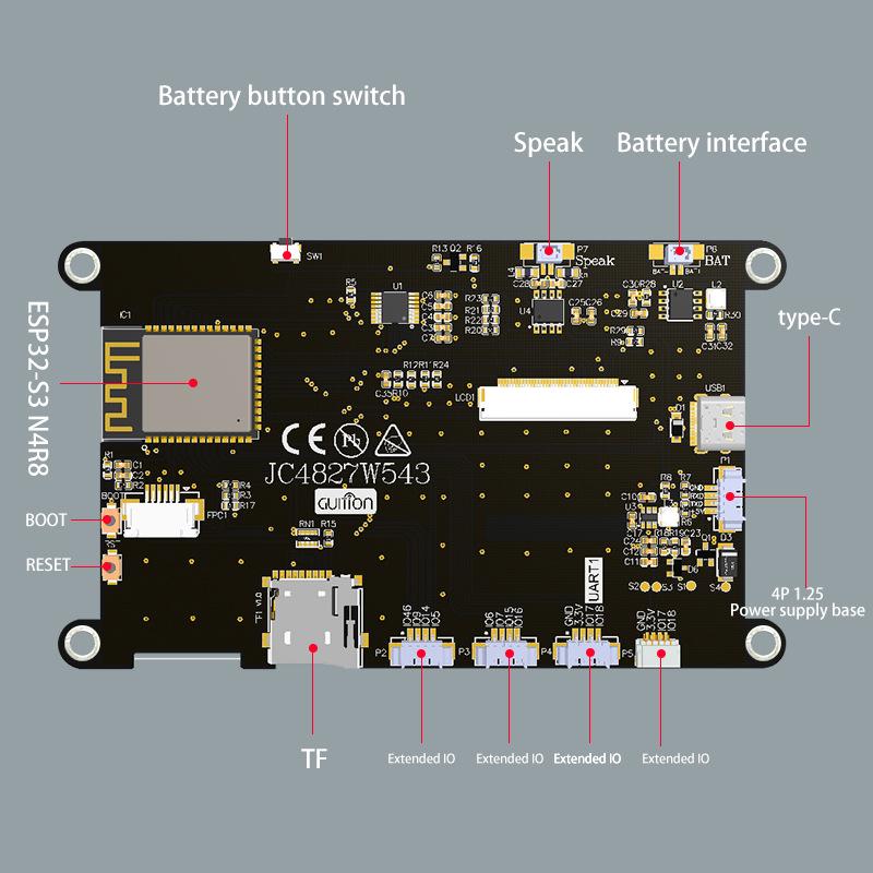 Vývojová deska ESP32-S3 s 4,3" kapacitním HMI dotykovým displejem, WiFi a Bluetooth
