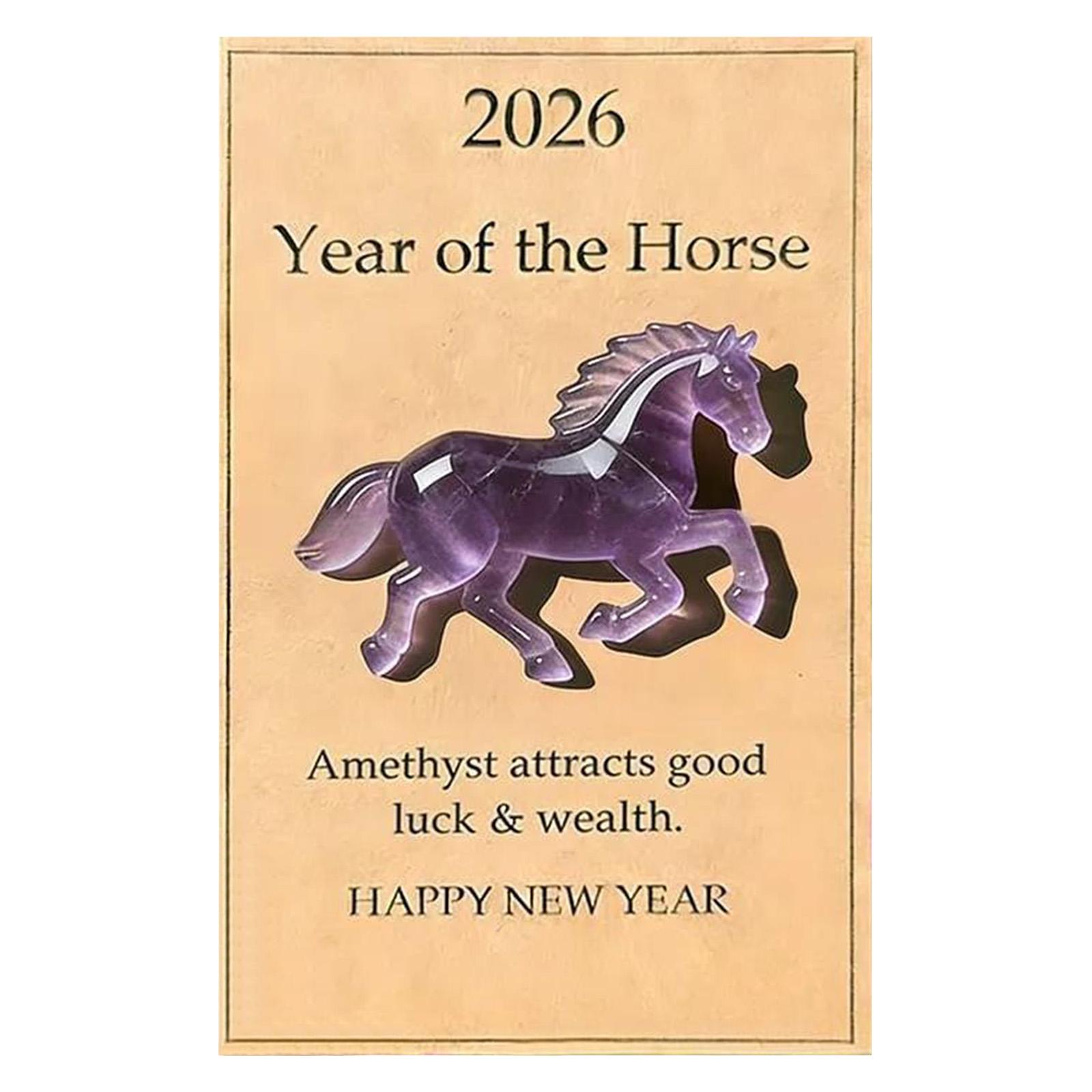 

2026 Year of The Horse Horse Themed Pocket Hug with Card Pocket Token Decoration for Friends Family & Life Milestones