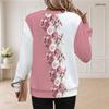 Women Plus Size Polka Dot Printed Round Neck Long Sleeve Ribbed Cuffs White Pullover Sweatshirt