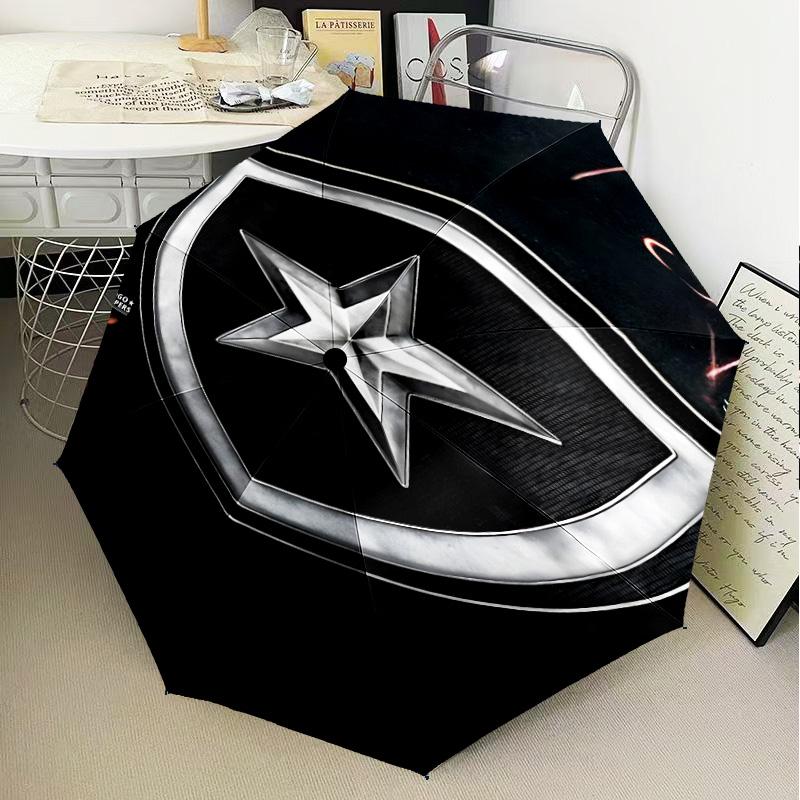 1PC Shield With Star Emblem Printed Umbrella Folding umbrella, automatic umbrella 8-Frame for Travel, camping Fan gifts Christmas Gifts