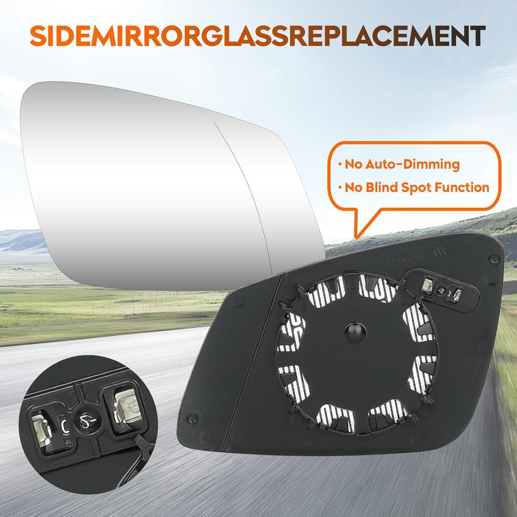 Youxmoto Passenger Right Side Heated Mirror Glass Replacement, 2009- Fit For BMW 228I 320I 328I 330I 335I 428I 430I 435I 535I 550I I3 M3 M4 M5 X1 F30