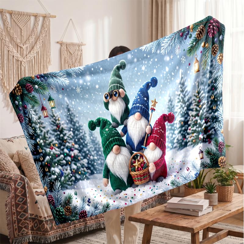 Christmas Flannel Throw Blanket Soft Warm Cozy For Sofa Bed Indoor Home Use Great Holiday Gift