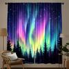 Aurora Borealis Curtains 2pcs – Colorful Northern Lights & Tree Silhouettes, Mystical Nature Art for Home Decor