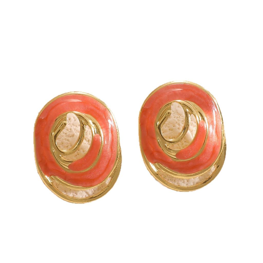 French retro Hong Kong style drip earrings niche fashion design earrings temperament elegant spiral flame earrings
