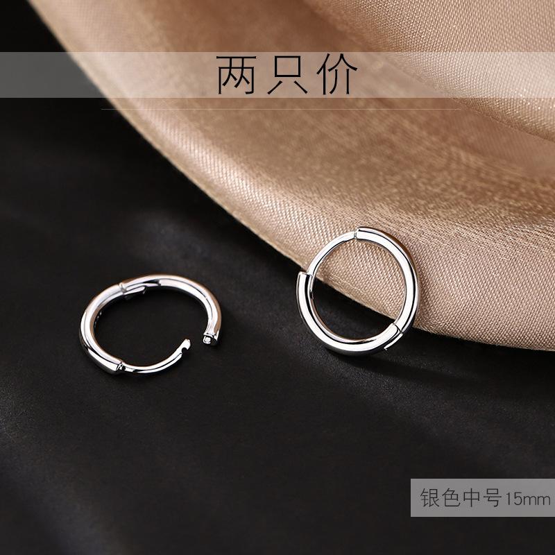 Glossy Hoop Earrings 925 Silver Gold Earrings Piercing Accessory Trendy Huggie Female Hoops For Men