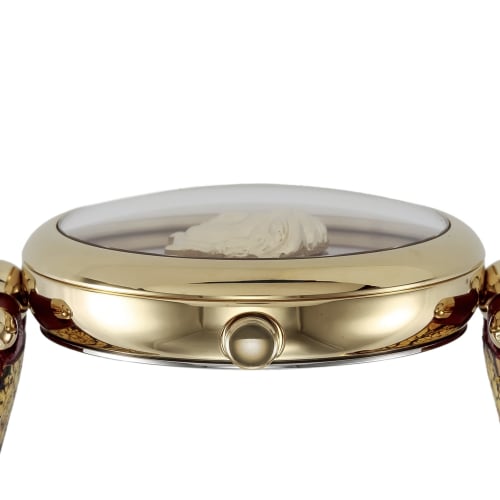 Versace Palazzo Empire Barocco Watch, Red Dial, Stainless Steel, Sapphire Crystal, Quartz Movement, 34mm, Swiss Made, VECO01520, Men's