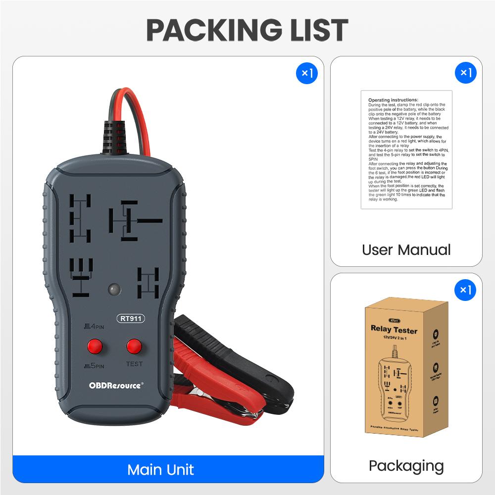 

12В/24В Тестер автомобильных реле RT911 4-контактный/5-контактный Супер тестер реле Диагностический инструмент Светодиодный индикатор Дисплей Автомобильные диагностические аксессуары