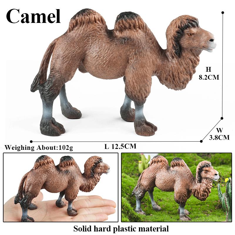 Oenux Wild Desert Camel Simulation Animal Kameel Camel Cactus Model Action Figures Solid PVC Figurines Educational Kids Toy Gift