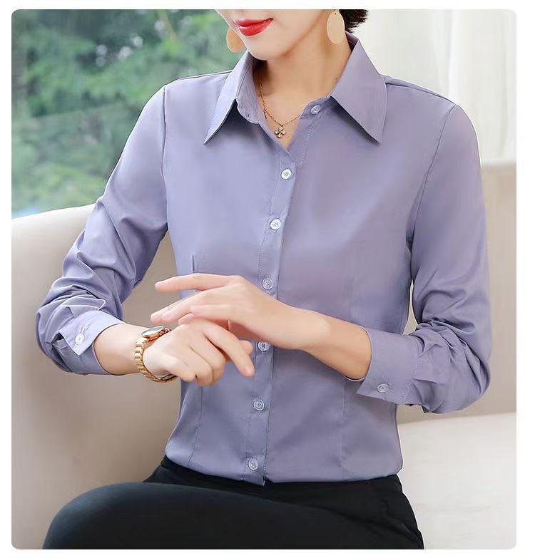 Women's Slim Fit Workwear Shirt, Short & Long Sleeves, Formal Office Uniform, White & Blue, Spring/Summer Collection.