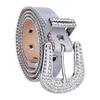Silver Rhinestone Studded Crystal Bling Wide Pin Buckle PU Leather Western Belt Y2K Designer Style Men Women Cowboy Jeans Party