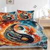 3pcs Dragon and Phoenix In Cosmic Balance Quilt Set Cartoon Themed Bed Quilt Set Lovely Character Bedroom Decor Bed Quilt Set Four Seasons (1 Cov