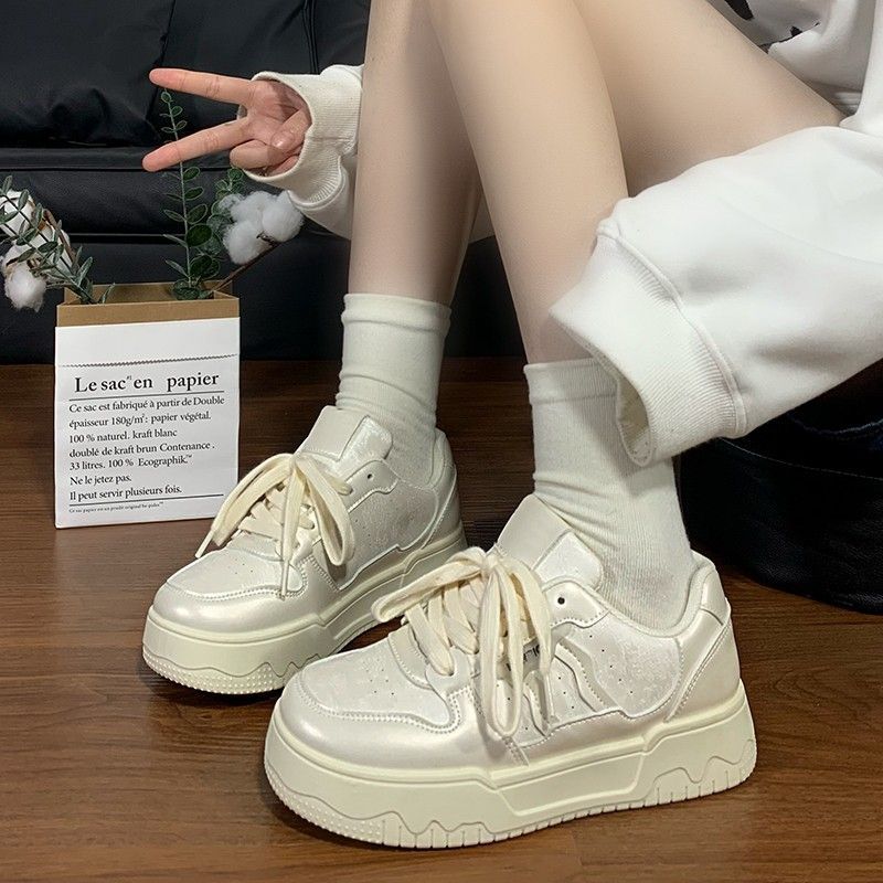 

thick-soled little white shoes for women s spring and autumn new models increase in height, simple and versatile breathable casual board shoes, spo 40