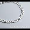 [Shinjuku Gin No Kura] Silver 925 Figaro Chain Bracelet, 17cm, 6-Face Cut, Women's, Simple Design Chain