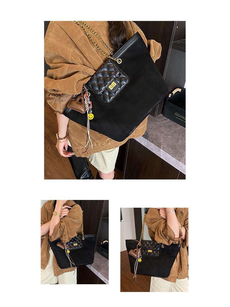2025 Women's Fashion Textured Large-Capacity Frosted Chain Shoulder & Crossbody Tote Bag