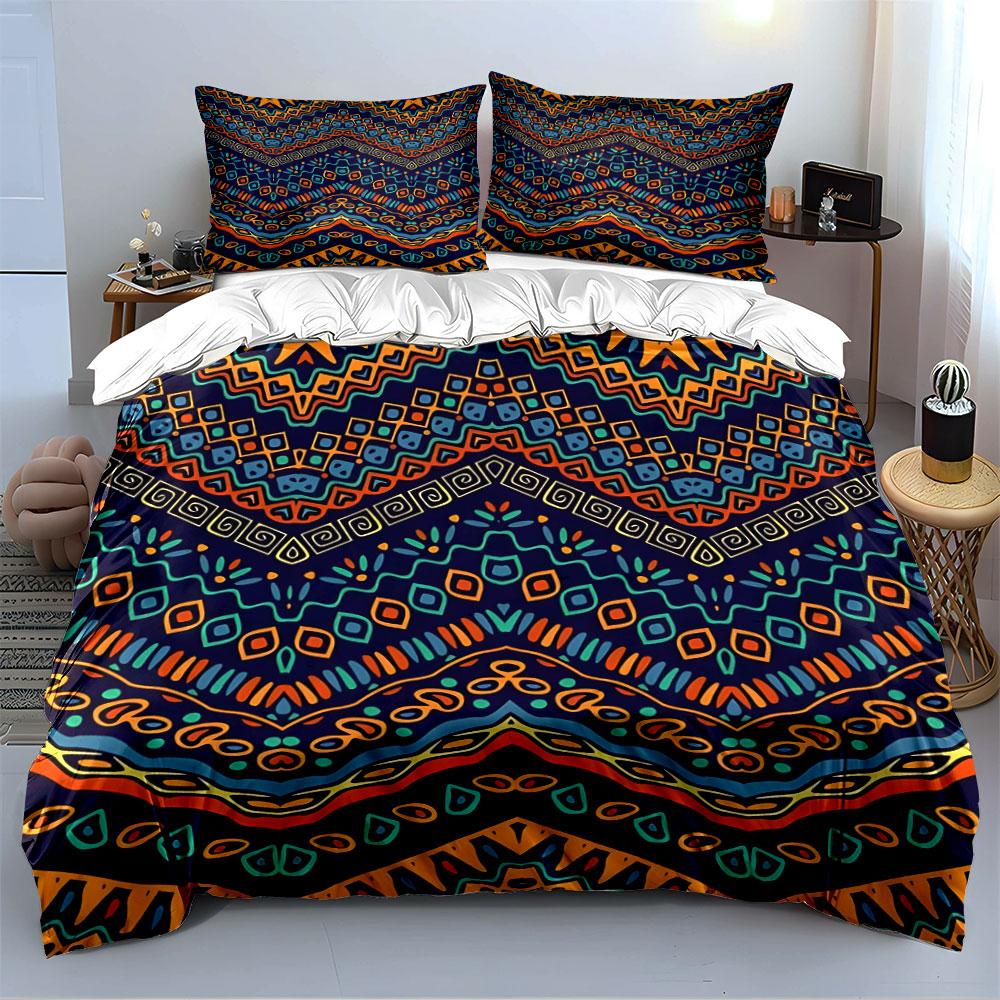 Boho Tribal Geometric Pattern Bedding Duvet Cover Set (1*Duvet Cover 2*Pillowcases, without duvet insert)
