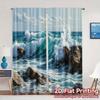 2pcs, 2D FLAT PRINTING Curtains (Without Rod) Ocean Clash Chic Curtains Prints Light Filtering Curtains Room Decor Perfect for