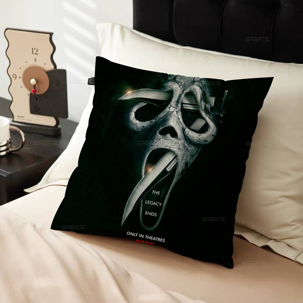 S-Scream Horror Movie Pillow Covers Cartoon Sofa Decorative Home Double-Sided Printing Short Plush Cute Cushion Cover