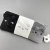 Kawaii Cartoon Black White Grey Color Blocked Plush Pencil Case Student School Desktop Stationery Large Capacity Storage Penbag