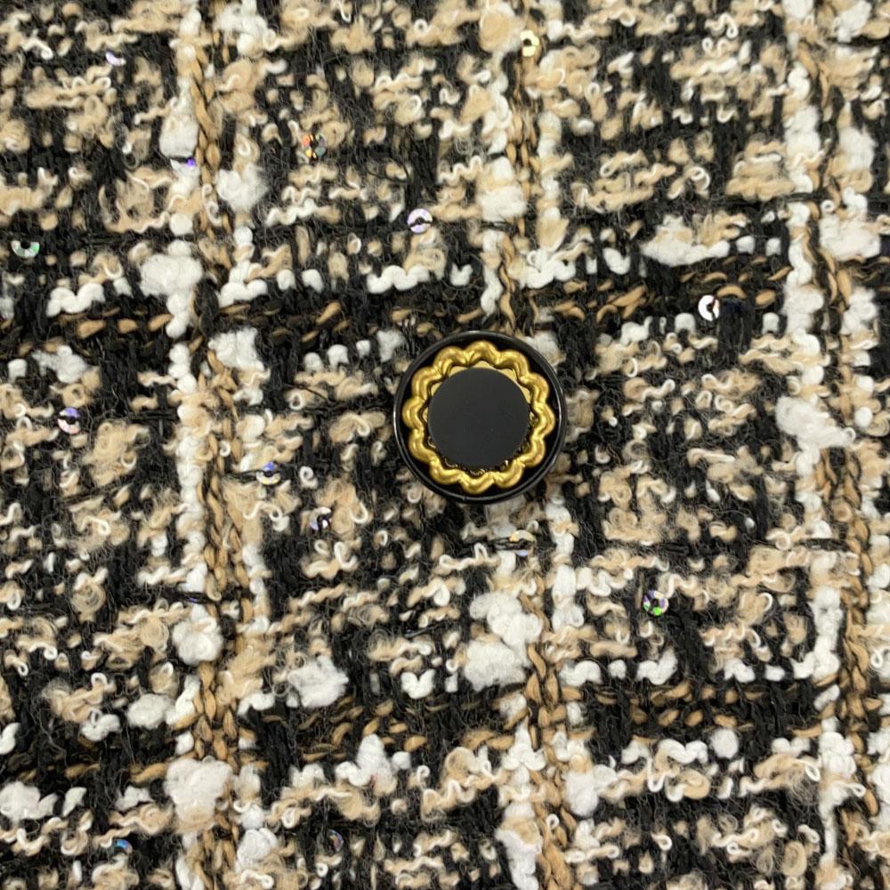 unused epine check tweed Mini skirt M Beige x black Fringe tagged Women Used