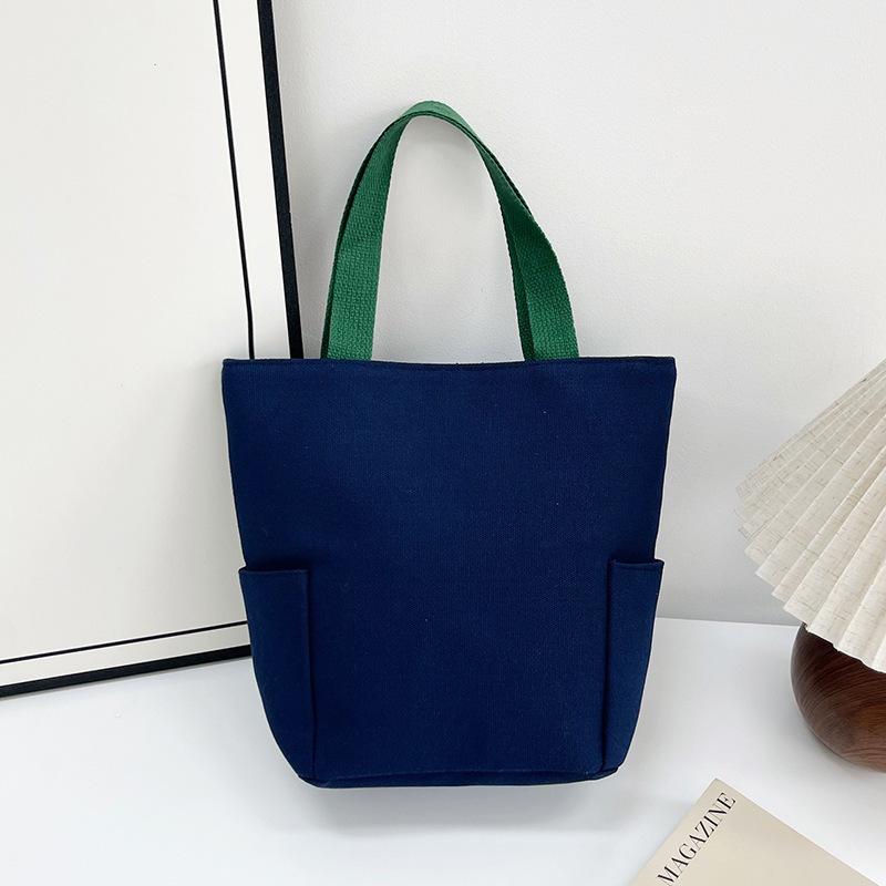 Handbag Bucket Canvas Bag New Fashion Bento Small Square Bag Blank Solid Color Cloth Bag