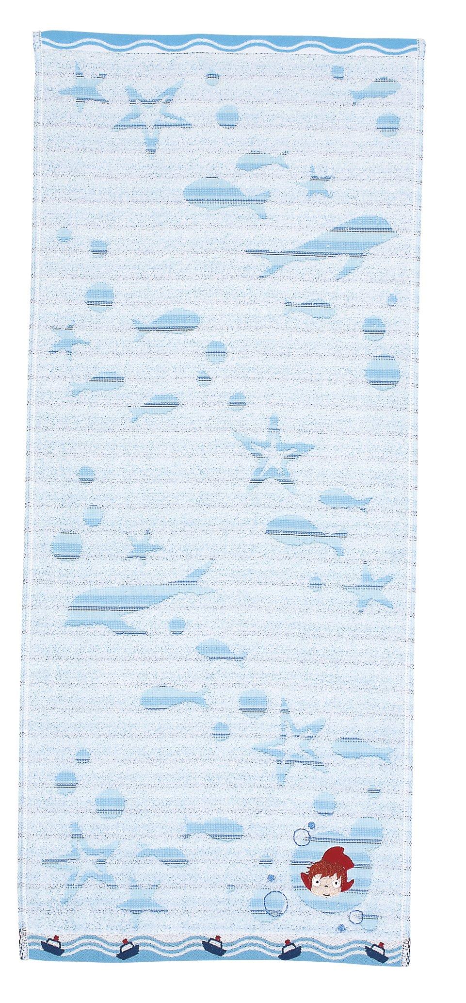 

Поньо на скале у моря Поньо Рябь Лицевое полотенце 590386 (Жаккард + Аппликационная вышивка) синий