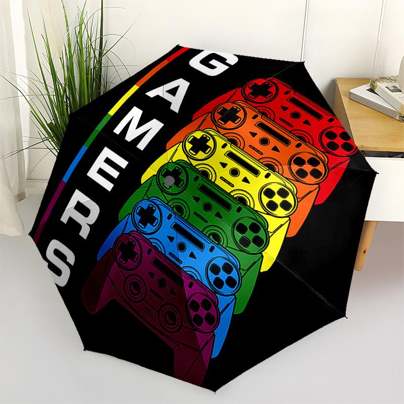 

Gamers, Controllers themed, Eight ribbed, Self folding Umbrella Is Suitable for Everyday Outdoor Use and Is An Ideal Gift for Friends and Fa