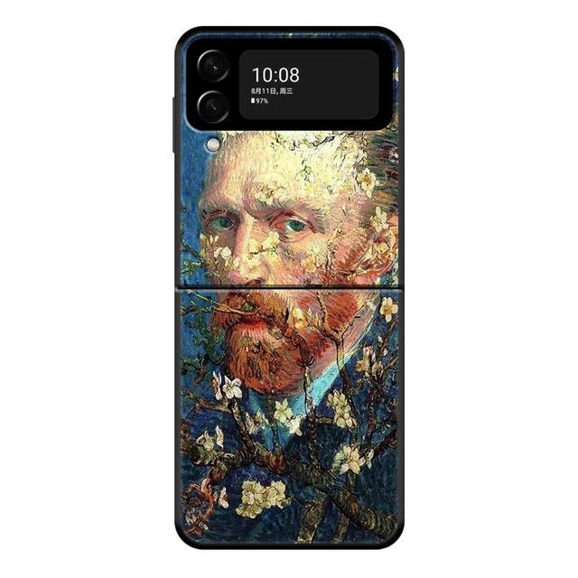 Husă Van Gogh Art Retro Plum Blossom pentru Samsung Galaxy Z Flip 4 Z Flip3 5g Husă pentru Galaxy Z Flip Pc Hard Phone Shell Capa