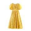 Summer European and American Women's Clothing Cut Flower V-neck Bubble Sleeve Dress