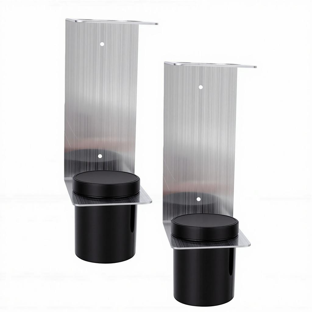 2 Sets Aluminum Alloy Oil Funnel Holder Storage Rack Include 2 Mounting Bracket 4 Screws 2 Plastic Removable Cups for