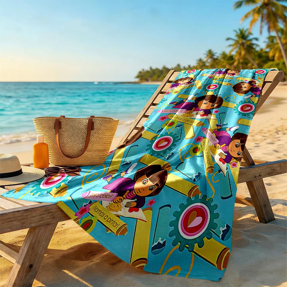 Dora Explorer Beach Towel High Absorbency & Quick-Dry Comfortable Lightweight Suitable for Sports, Travel, Swimming, Yoga, Bathroom, Beach, And Pool