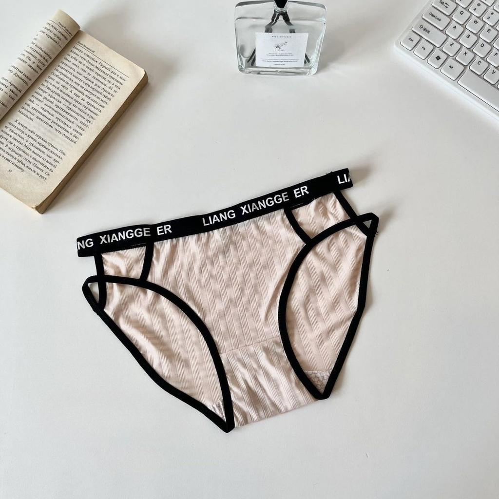 Damen Mode Trend Frühling und Sommer Buchstabe Taille Ausgeschnitten Reine Baumwolle Schritt Eisseide Taille Dreieck Slip