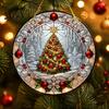 Runde Buntglas-Weihnachtsbaumschmuck Stil Acryl Fensterhänger, Weihnachtsbaum Schneeszene Innenparty-Dekorationen Sonnensammler, Tür Heimdekoration