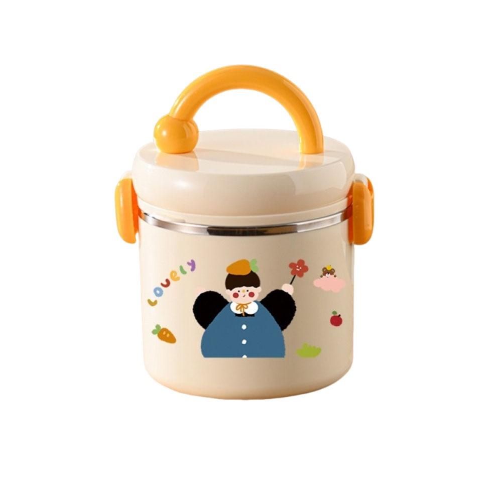 Large Capacity Thermos Bucket 304 Stainless Steel Thermal Lunch Container  Student Office Worker Yellow  Brother