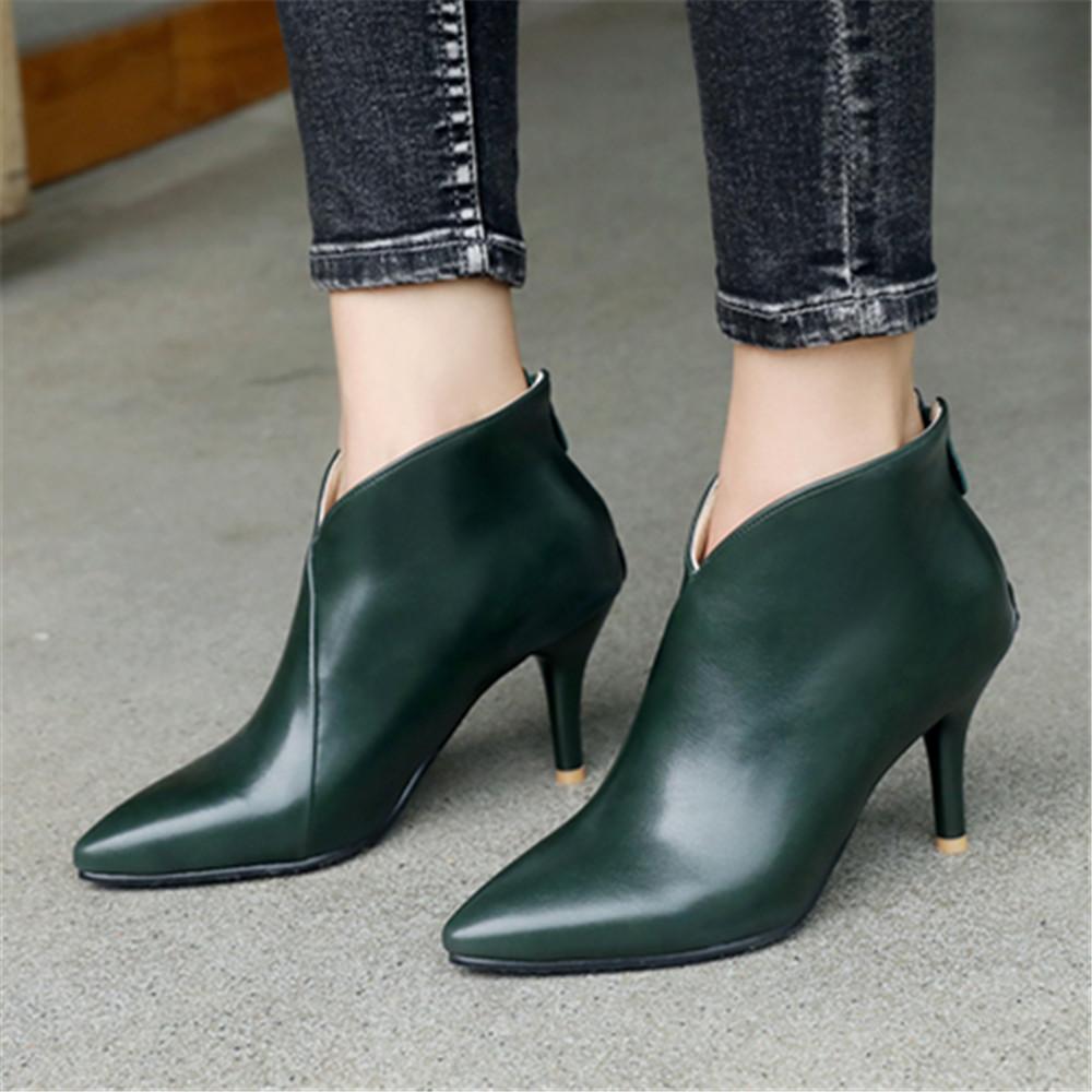 Fashion Women Shoes Fashion Metal Zipper Ankle Boots Ladies Elegant Short Plush Sexy Thin Heels Boats Mujer For Girls Size 32-43 Beige