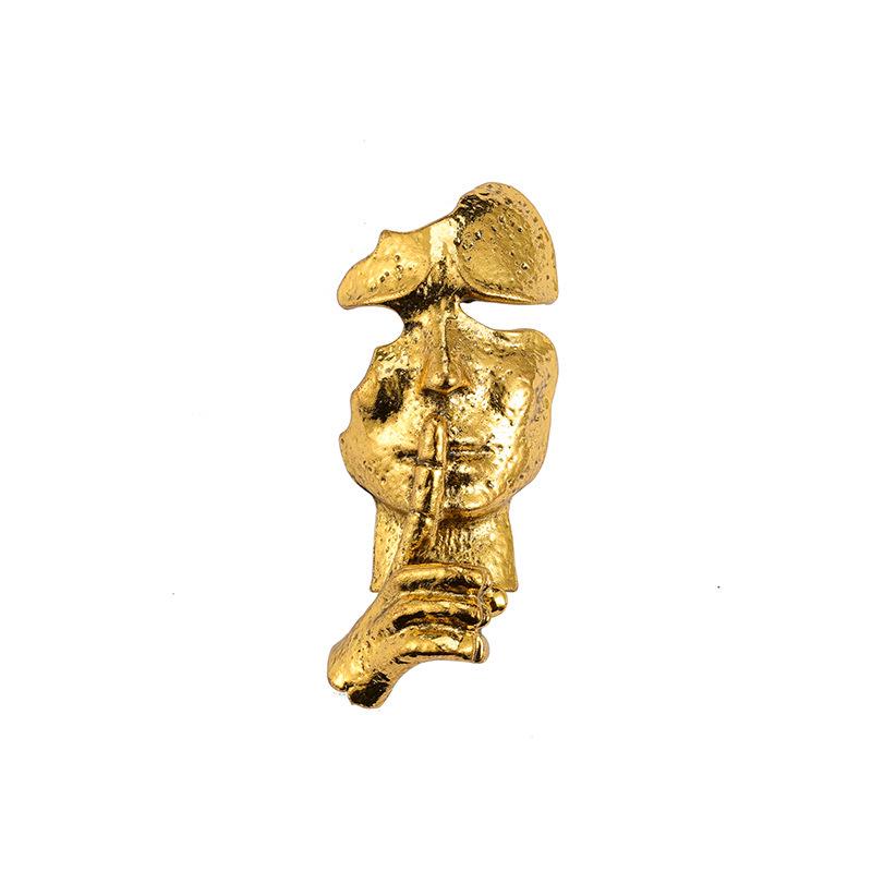 Bo Xin Yun Retro Portrait Brooch - Golden Mask Pin, European  American Fashion Accessory