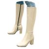 Stiefel Damen kniehoch Plateau Damen Leder Modisch Langer Schaft Blockabsatz Spitze Seite Reißverschluss Zapatos Para Mujer