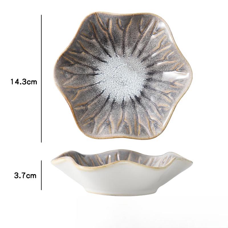 Japanese Ceramic Lotus Leaf Dipping Dish Set