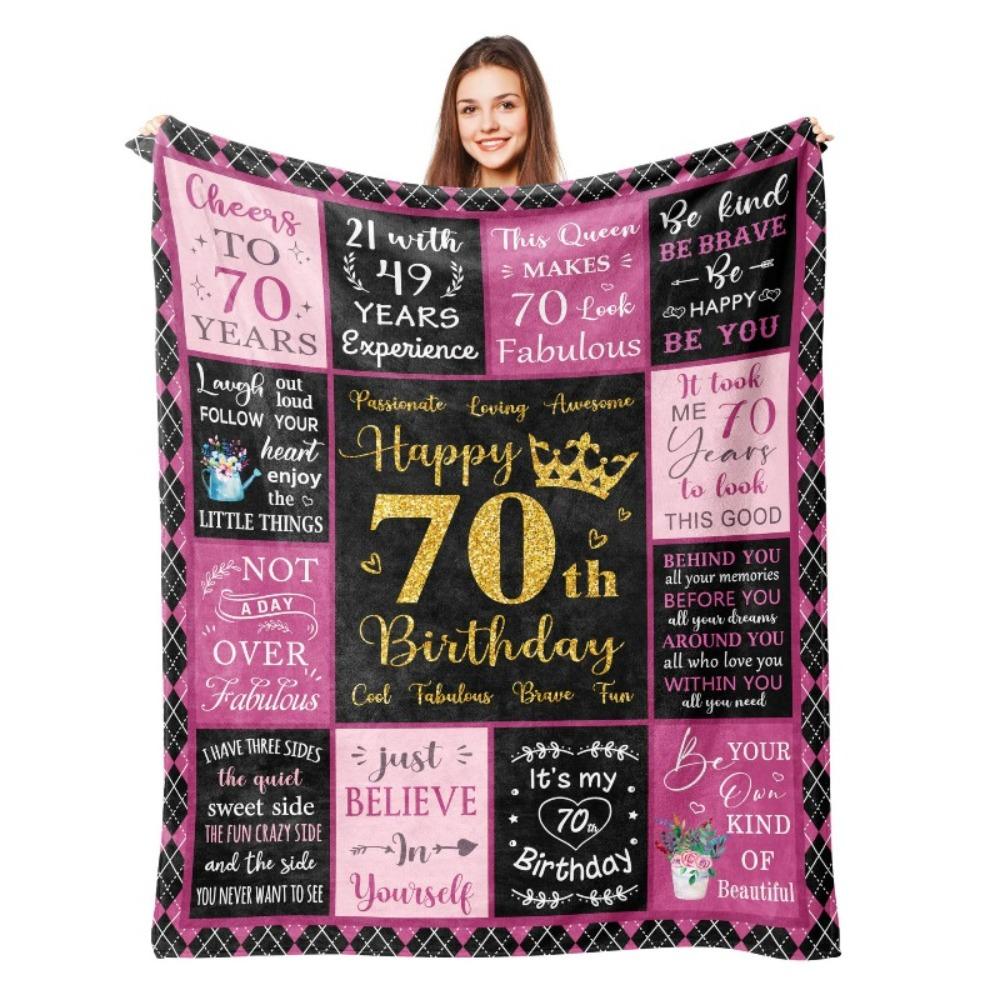 80. Geburtstag Geschenkdecke Druck Weiche und Bequeme Flanelldecke für Sofa Bett Wohnzimmer