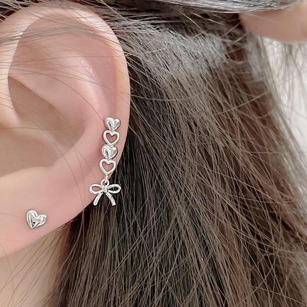 Women's Point Heart Ribbon Drop Long Piercing