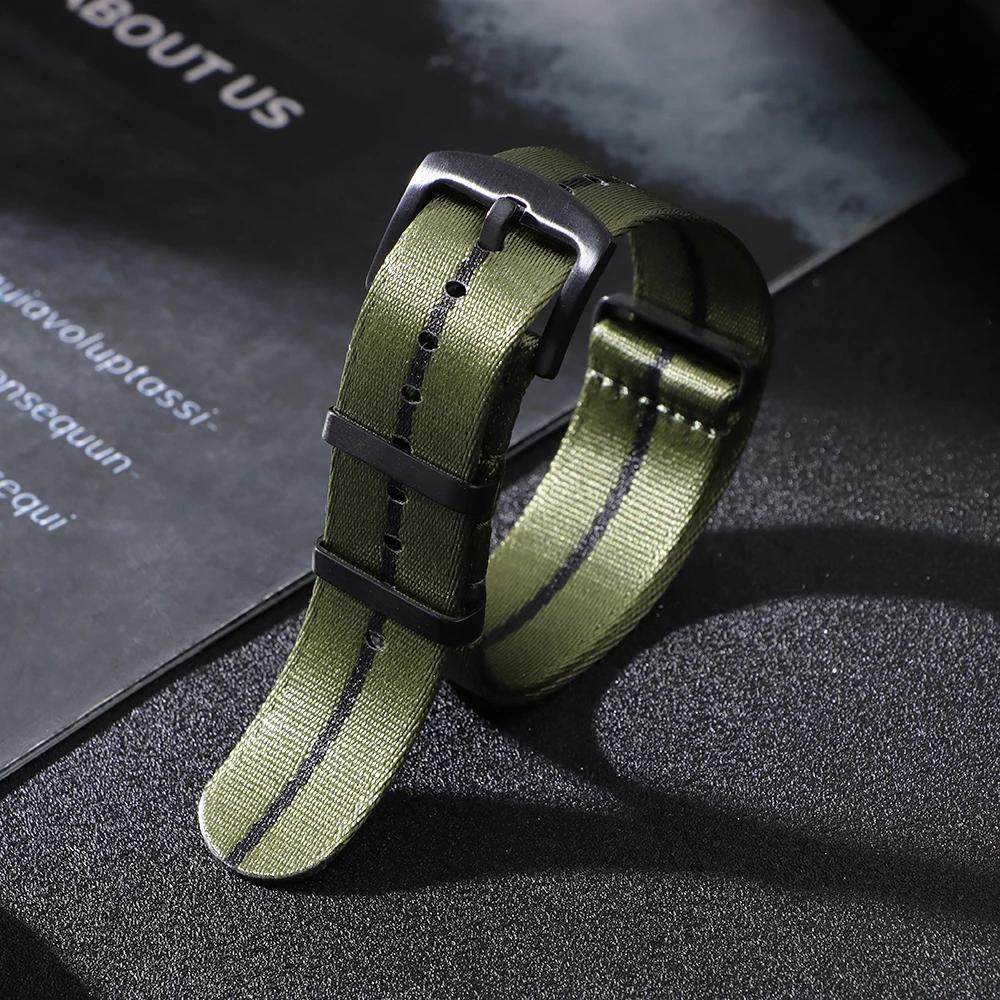 Ribbed Nylon Watchband Nylon Watch Strap 20mm 22mm Watchband Black Buckle Bracelet for Military Sport Watch Band Accessories