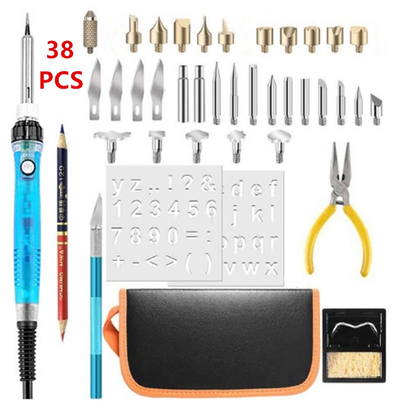 European Standard 220V Adjustable Temperature Pyrography Soldering Iron Kit - High Power, Constant Temperature Repair Tool Set