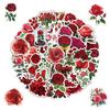 50PCS Waterproof Red Rose Graffiti Stickers for Water Bottles & Phones - Creative Plant Decals