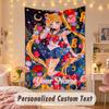 Custom Personalized Tapestry,Sailor Moon Print Custom Name Text Wall Art Hanging for Bedroom