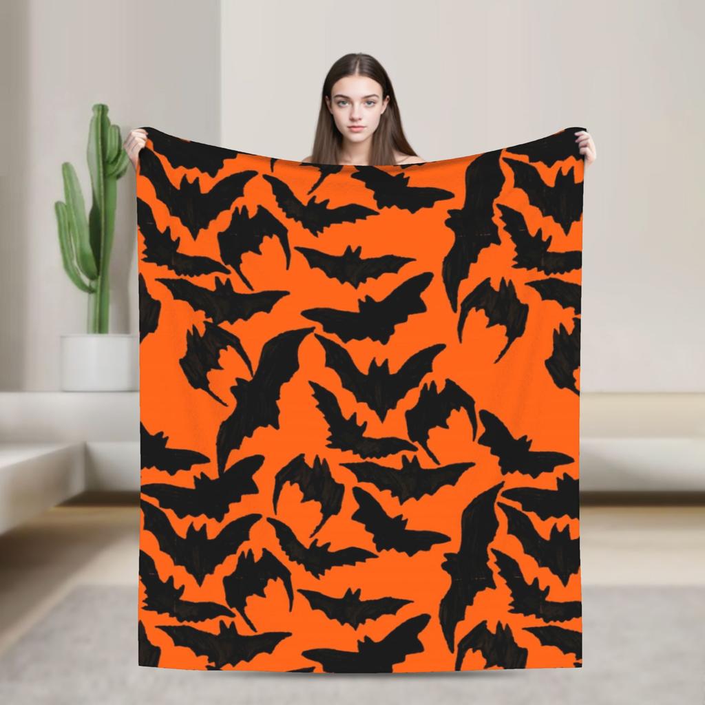 Halloween Cartoon Flannel Throw Blankets Pumpkin Witch Spider Web Blanket For Bed Travel Super Soft Plush Thin Quilt