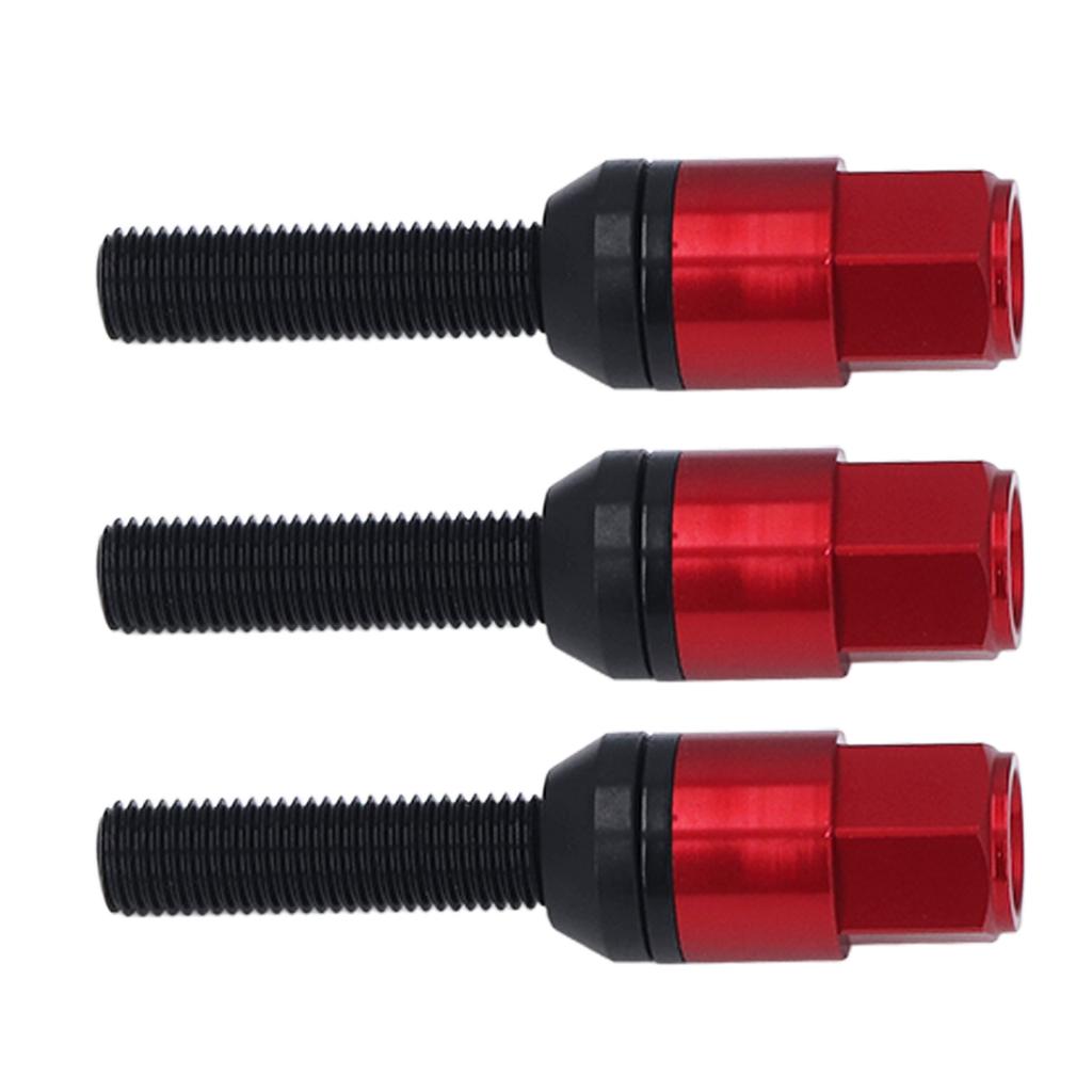 20 Pcs Taper Cone Lug Bolts Aluminum Alloy M12x1.5 Conical Seat Wheel Lug Bolts with Cap Red