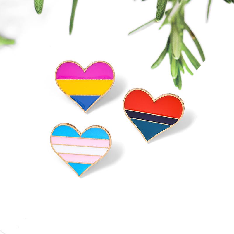 Trendy Rainbow Heart Stripe Brooch - Colorful Badge Jewelry Gift for Friends
